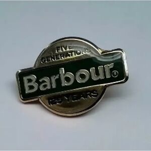 Barbour Five Generations 125 Year Anniversary Green And Gold Enamel Pin